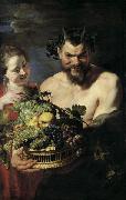 Peter Paul Rubens Satyr und Madchen mit Fruchtekorb painting
